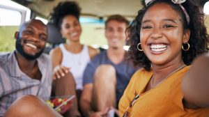 friends in car