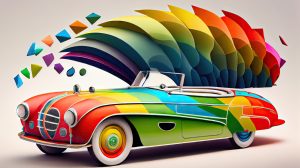 colourful abstract rainbow vintage car